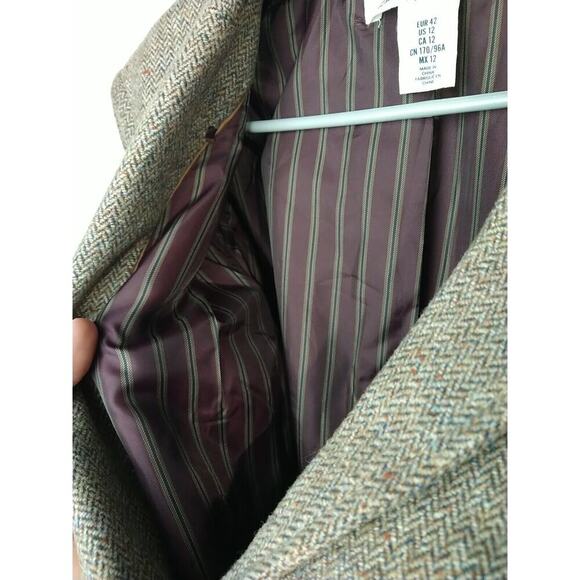 L.O.G.G. H&M Woman 12 Blazer Brown speck One Button Professional Wool Blend - Picture 6 of 11